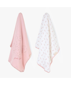 Just Kiddin Baby pamučni prekrivač za devojčice 2 u 1 Hugs Love Fun Roze - 18001843