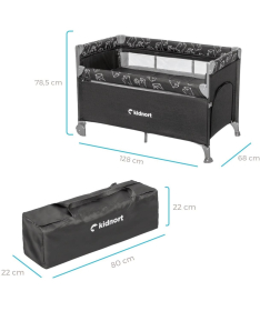 Kidnort Naste prenosivi krevetac dva nivoa Dark Grey Melange