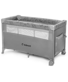 Kidnort Naste prenosivi krevetac dva nivoa Light Grey Melange