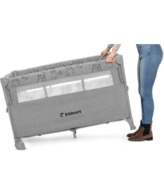 Kidnort Stugan prenosivi krevetac dva nivoa Light Grey Melange