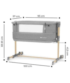 Kindekraft Neste Grow kolevka za bebe Light Grey full Wood