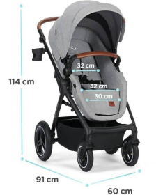 Kinderkraft B-Tour kolica za bebe 3 U 1 Light Grey