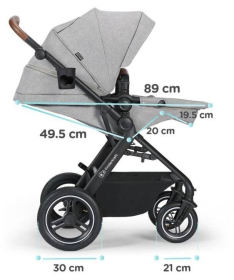 Kinderkraft B-Tour kolica za bebe 3 U 1 Light Grey