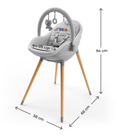 Kinderkraft Fini UP 2 stolica za hranjenje dece 2u1 Grey