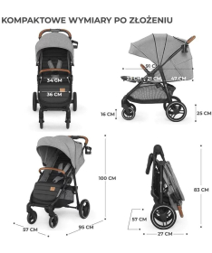 Kinderkraft Grande Plus kolica za bebe do 22 kg Grey