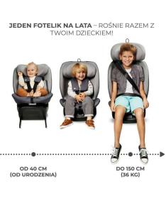 Kinderkraft I-Grow i-Size Roto auto sedište za bebu 40-150 cm Grey