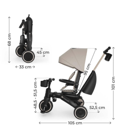 Kinderkraft Jazz 3 sklopivi i rotirajući ticikl za decu Beige