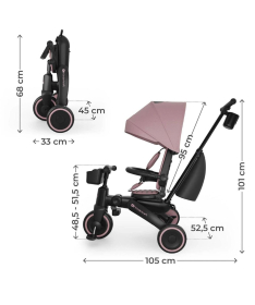 Kinderkraft Jazz 3 sklopivi i rotirajući ticikl za decu Pink