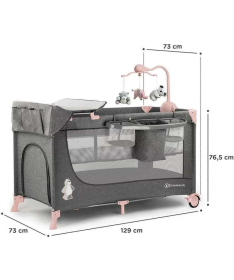 Kinderkraft Joy sa dodacima prenosivi krevetac za bebe 2 nivoa Pink