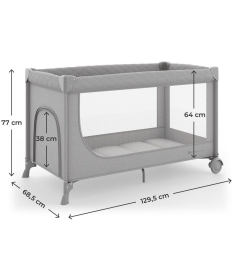 Kinderkraft Leody UP prenosivi krevetac za bebe 2 nivoa Grey