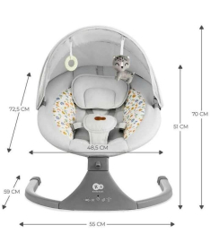 Kinderkraft Lumi 2 ljuljaška za bebu do 9 kg Light Grey