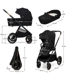 Kinderkraft Nea 2 kolica za bebe 2 u 1 sa nosiljkom do 22 kg Midnight Black