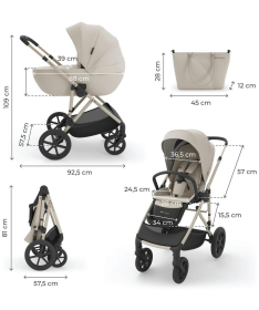 Kinderkraft Prime 3 kolica za bebe 2 u 1 Beige