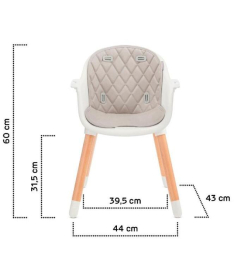 Kinderkraft Sienna high stolica za hranjenje dece 2u1 Grey