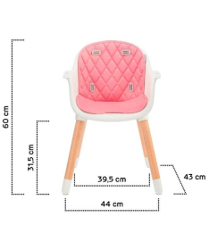 Kinderkraft Sienna high stolica za hranjenje dece 2u1 Pink