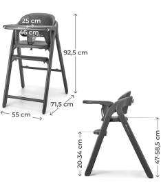 Kinderkraft Tino stolica za hranjenje dece 3u1 Grey