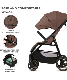 Kinderkraft Trig 3 kolica za bebe do 22 kg Brown