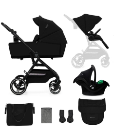 Kinderkraft Yoxi kolica 3u1 mink pro Pure Black