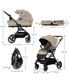 Kinderkraft Yoxi kolica za bebe 2 u 1 do 22 kg Sand Beige
