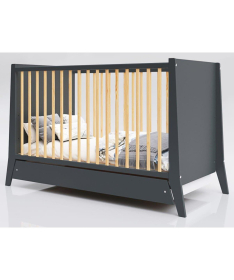 Lettino Cosmo krevetac za bebe sa fiokom 120x60 Antracit Pine