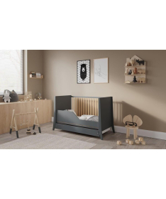 Lettino Cosmo krevetac za bebe sa fiokom 120x60 Antracit Pine