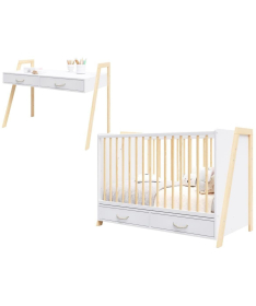 Lettino Luna krevetac za bebe sa fiokom 2 u 1 White
