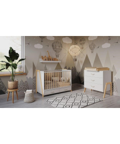 Lettino Luna krevetac za bebe sa fiokom 2 u 1 White