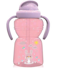 Lorelli Bertoni sportska flašica sa slamčicom i ručkama animals 12 m + blush pink 325ml 10200770002