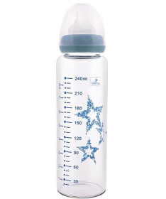 Lorelli Bertoni staklena flašica sa anti-colic dodatkom 240 ml - Blush Blue