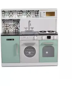 Moni Tea drvena kuhinja za decu sa svetlima, mikrotalasnom pećnicom i sudoperom