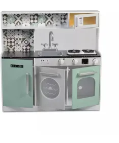 Moni Tea drvena kuhinja za decu sa svetlima, mikrotalasnom pećnicom i sudoperom