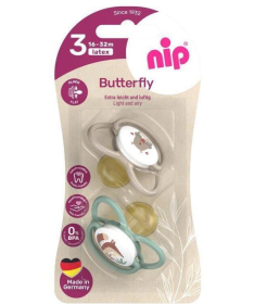 Nip Butterfly laže za bebe kaučuk 16-32m 2 komada