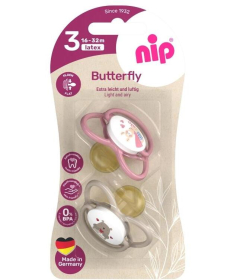 Nip Butterfly laže za bebe kaučuk 16-32m 2 komada