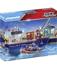 Playmobil igračka za decu City Action Kargo brod i čamac 134 elemenata - 32481