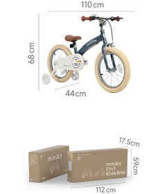 Qplay Miniby 16inch bicikl za decu 3 u 1 Solid Grey