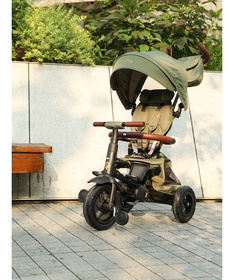 QPlay Rito Deluxe tricikl za decu sa gumenim točkovima do 25 kg Olive