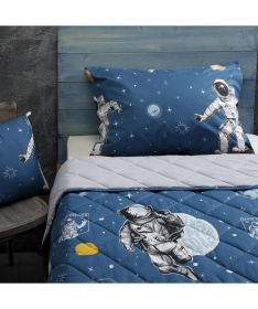 STEFAN komplet za dečiji krevet 4 u 1 Plavi Astronaut 140x200cm