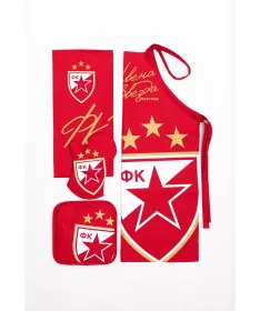 STEFAN kuhinjski set Crvena Zvezda kecelja i krpa i podmetač i rukavica