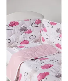 STEFAN posteljina za bebe sa ogradicom oblak roze