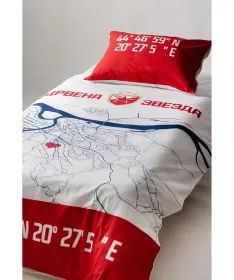 STEFAN posteljni set (navlake) za dečiji krevet 2 u 1 FK Crvena Zvezda mapa kreveta 140x200