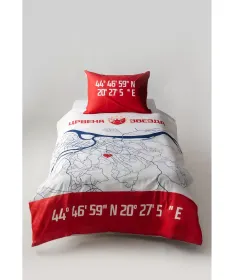 STEFAN posteljni set (navlake) za dečiji krevet 2 u 1 FK Crvena Zvezda mapa kreveta 140x200