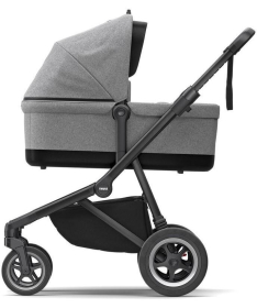 THULE Sleek kolica za bebe 2 u 1 sa kolevkom sa crnim ramom Grey Melange