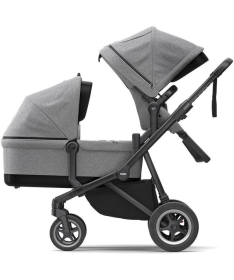 THULE Sleek kolica za bebe 2 u 1 sa kolevkom sa crnim ramom Grey Melange