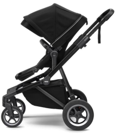THULE Sleek kolica za bebe 2 u 1 sa kolevkom sa crnim ramom Midnight Black