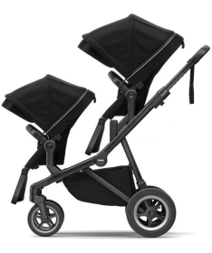 THULE Sleek kolica za bebe 2 u 1 sa kolevkom sa crnim ramom Midnight Black