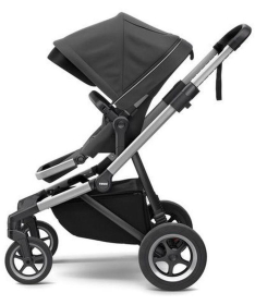 THULE Sleek kolica za bebe 2 u 1 sa kolevkom sa sivim ramom Charcoal Grey
