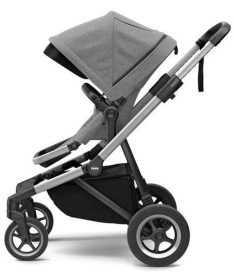 THULE Sleek kolica za bebe 2 u 1 sa kolevkom sa sivim ramom Grey Melange