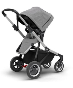 THULE Sleek kolica za bebe 2 u 1 sa kolevkom sa sivim ramom Grey Melange