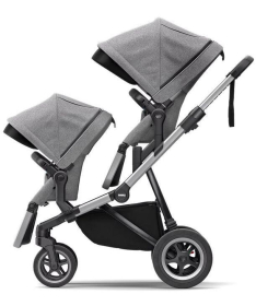 THULE Sleek kolica za bebe 2 u 1 sa kolevkom sa sivim ramom Navy Blue