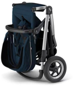 THULE Sleek kolica za bebe 2 u 1 sa kolevkom sa sivim ramom Navy Blue
